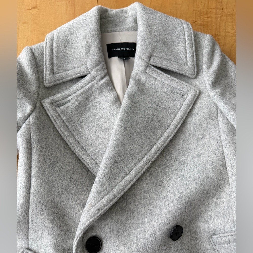 Club Monaco Daylina Long Wool Coat Heather Gray Size Small - Picture 16 of 16